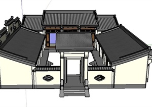 古典中式四合院建筑设计SU(草图大师)模型