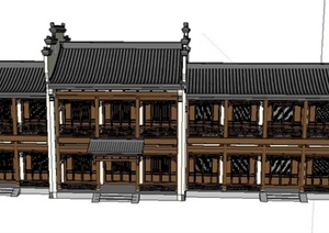 两层古典中式住宅建筑设计SU(草图大师)模型