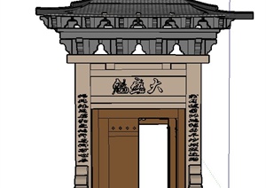 古典中式住宅大门设计SU(草图大师)模型