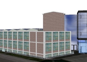 现代简约学校综合楼建筑设计SU(草图大师)模型