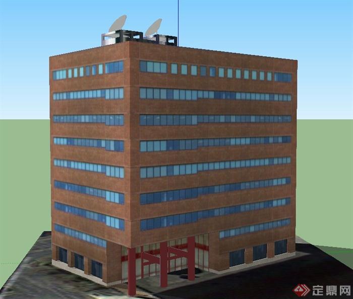 某现代九层综合楼建筑设计SU模型(2)