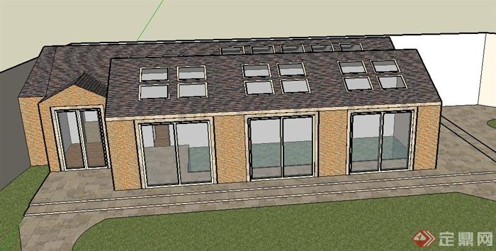 某两层庭院别墅建筑设计SU模型(3)