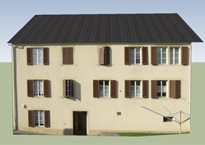 某三层瓦面乡村居民住宅建筑设计SU(草图大师)模型