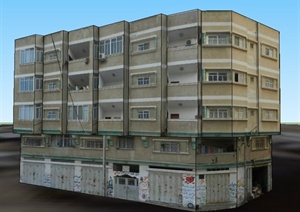 某多层公寓住宅楼建筑设计SU(草图大师)模型