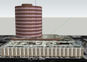 某现代综合办公楼建筑设计SU(草图大师)模型