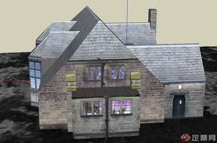 某两层欧式乡村住宅建筑设计SU模型(3)