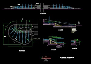 现代喷泉水池设计CAD施工图