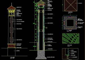 中式灯塔设计CAD施工图