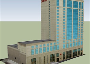 某现代风格高层星级酒店建筑设计SU(草图大师)模型