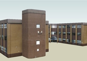 现代三层办公用房建筑SU(草图大师)模型