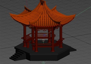 中式六角飞檐亭设计3DMAX模型