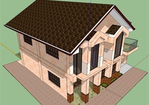 某独特双层别墅建筑设计SU(草图大师)模型