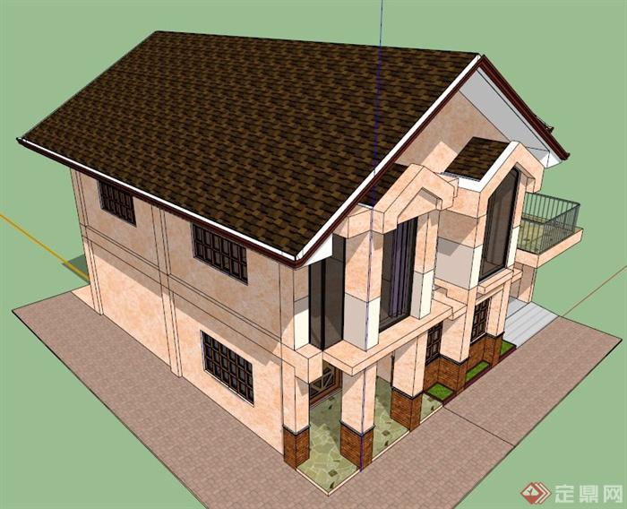 某独特双层别墅建筑设计SU模型(1)