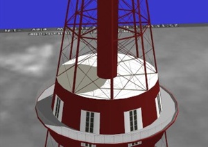 某栋观测塔楼建筑设计SU(草图大师)模型