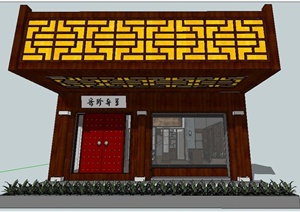 中式风格茶馆室内设计SU(草图大师)模型（含门面设计）