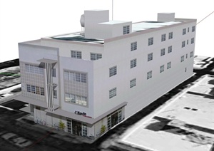 某栋四层宾馆建筑设计SU(草图大师)模型
