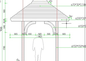 园林景观四角亭子设计CAD施工图