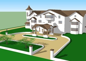 北欧风格别墅住宅建筑设计SU(草图大师)模型