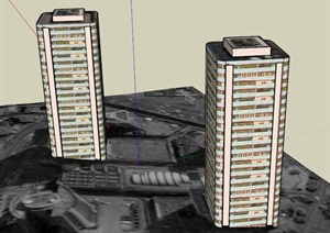 两栋多层住宅建筑设计SU(草图大师)模型