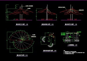 膜结构亭设计CAD施工图