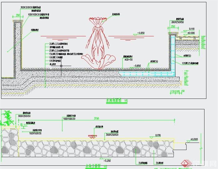 园林水池景观设计CAD施工图(1)