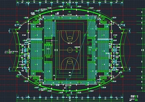 现代某三层篮球场建筑设计CAD方案图