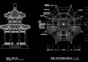 中式重檐八角亭施工图