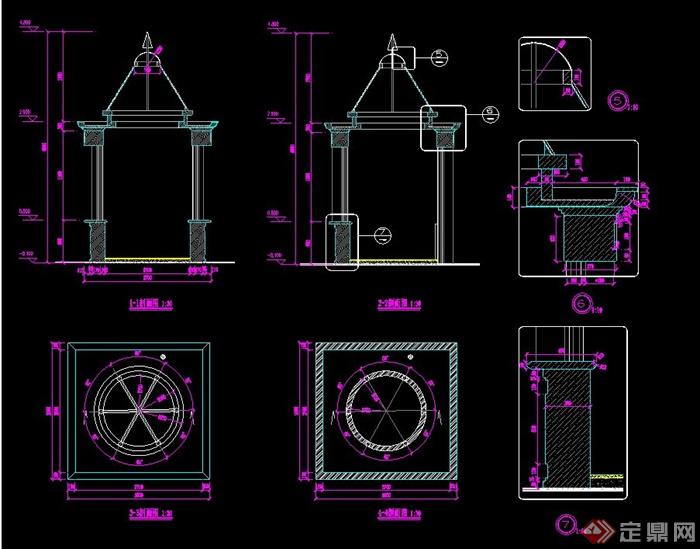 商业区服务亭设计CAD施工图(2)