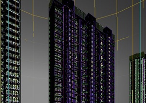 三栋某高层办公建筑设计3DMAX模型