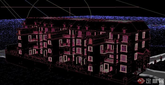 某三层联排别墅建筑设计3DMAX模型(2)