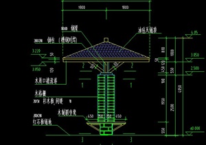 园林单柱园亭设计CAD施工图