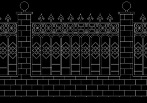 园林铁艺栏杆围墙设计CAD施工图