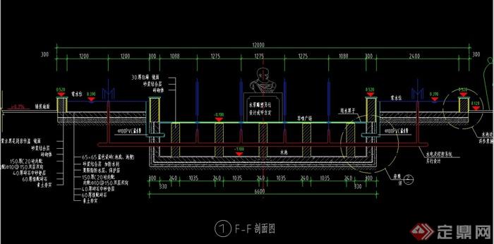 园林景观下沉式旱喷设计cad施工图