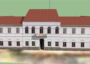 某欧式两层福利院建筑设计SU(草图大师)模型