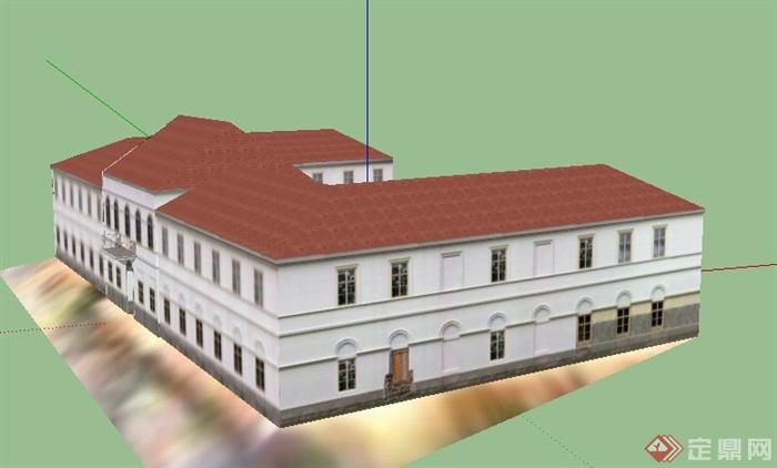 某欧式两层福利院建筑设计SU模型(4)
