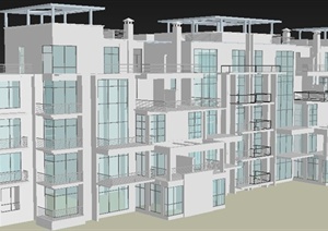 现代风格多层住宅楼建筑设计3dmax模型
