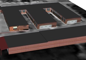 某单层工厂员工宿舍建筑设计SU(草图大师)模型