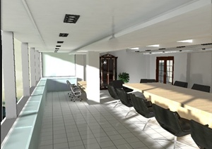 现代风格会议室室内设计3dmax模型（含效果）