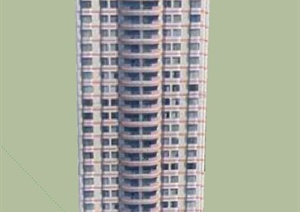 现代某超高层住宅建筑设计SU(草图大师)模型