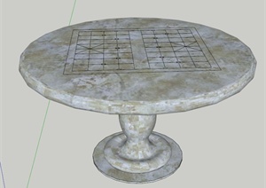 棋盘石桌设计SU(草图大师)模型