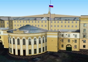 俄罗斯式市政厅办公楼建筑设计SU(草图大师)模型