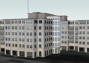 现代风格6层教学楼建筑设计SU(草图大师)模型