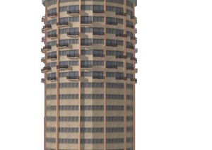 现代圆柱状酒店建筑设计SU(草图大师)模型