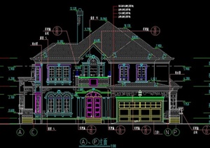 某两层坡屋顶别墅建筑设计CAD施工图