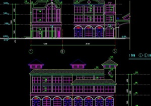 某三层欧式商铺建筑设计CAD方案图