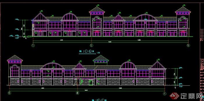 某欧式两层商铺建筑设计CAD方案图(1)