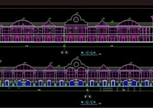 某欧式两层联排商铺建筑设计CAD 方案图