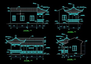 古典中式亭廊组合设计CAD施工图