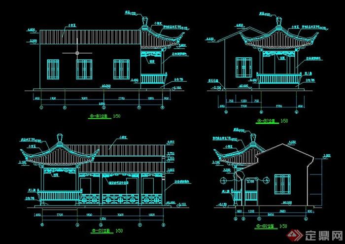 古典中式亭廊组合设计CAD施工图(1)