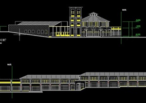 某欧式两层连排会所建筑设计CAD方案图